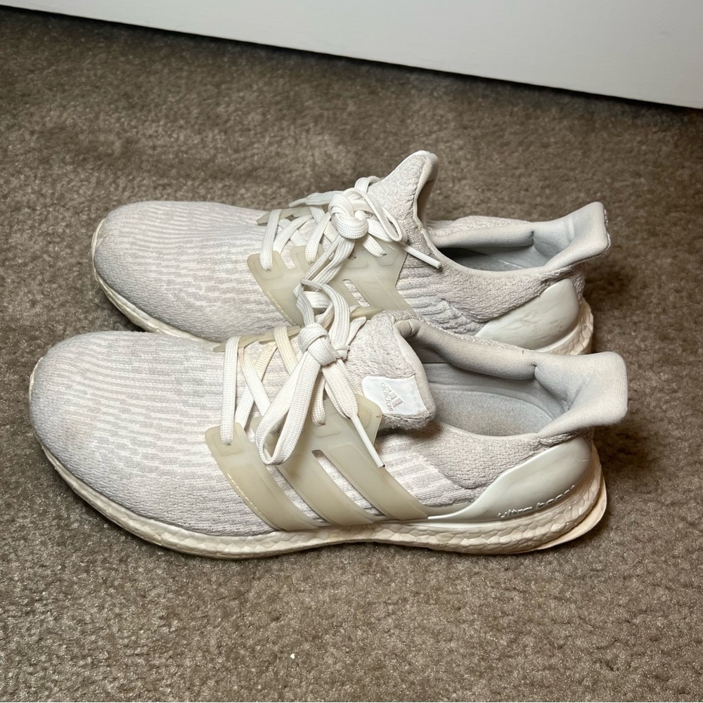 White Adidas Ultra Boosts Size US W8.5